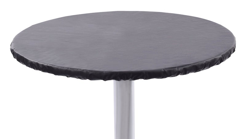 Yourtablecloth Heavy Duty Vinyl Round Fitted Tablecloth (Table Cover) with Flannel Backing Vibrant Colors Elasticized Tablecloth Great for Indoor and Outdoor Dining and Playing Cards 54â€ Black - Image 1